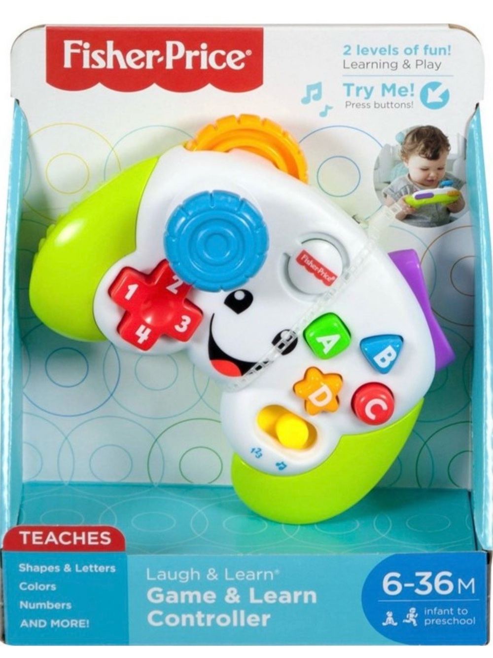 Fisher-Price White, Lime Green and Blue Interactive Baby Game Controller Toy